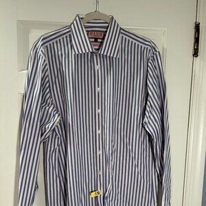 thomas Pink Slim Fit Dress Shirt, 17/Blue Stripe Cotton